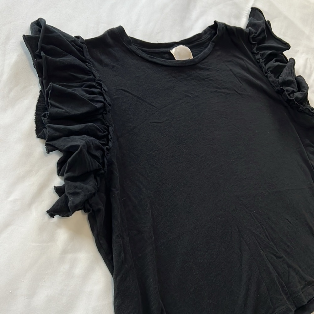Industry Republic Clothing 100% Pima Cotton Ruffle Sleeve T-Shirt - Picture 3 of 5